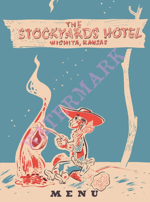 The Stockyards Hotel, Wichita 1950s Menu Art