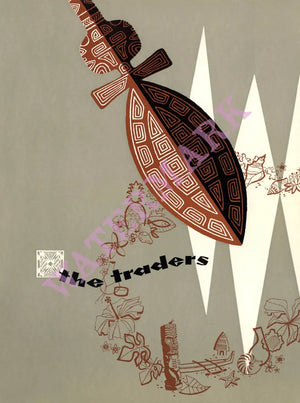 The Traders, Palmer House Hotel Chicago, 1960s Tiki menu art