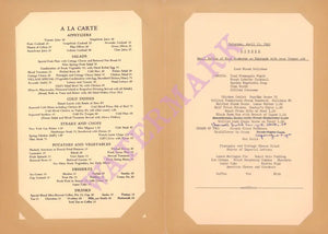 The Village Coffee Shop, Palm Springs 1940 Menu