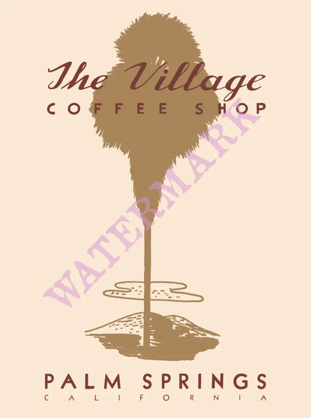 The Village Coffee Shop, Palm Springs 1940 Menu Art