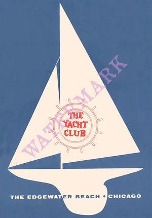 The Yacht Club, Edgewater Beach 1961 Menu Art