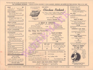 Three Little Pigs "Pentry", London Ontario 1950s Menu