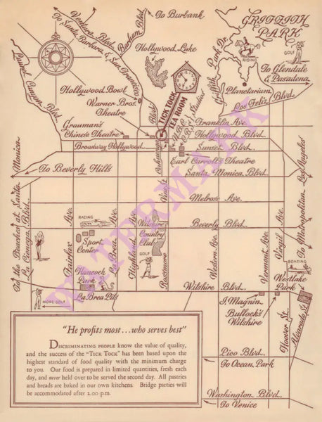 Tick Tock, Hollywood 1931 Map Menu Art
