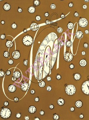 Time Restaurant, Los Angeles 1940s Menu Art