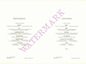 TMV Willem Ruys, Royal Rotterdam Lloyd 1962 Menu