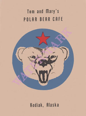 Tom & Mary's Polar Bear Café, Kodiak Alaska 1945 Menu Art