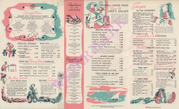 Tonga Room, San Francisco 1940s Menu