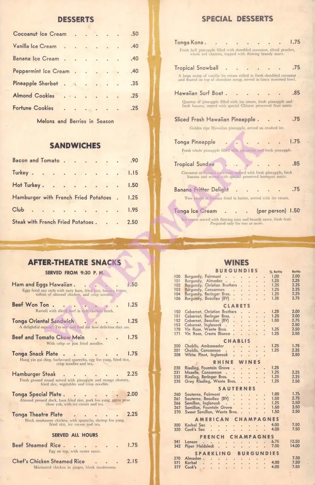 Tonga Room, San Francisco 1950s – Vintage Menu Art