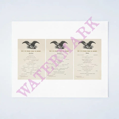 Tour Of President Theodore Roosevelt Through The Northwest 1902 (Breakfast, Lunch & Dinner Menus)