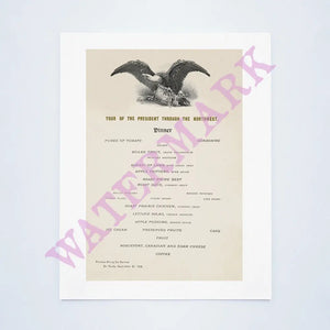 Tour Of President Theodore Roosevelt Through The Northwest 1902 - Dinner Menu