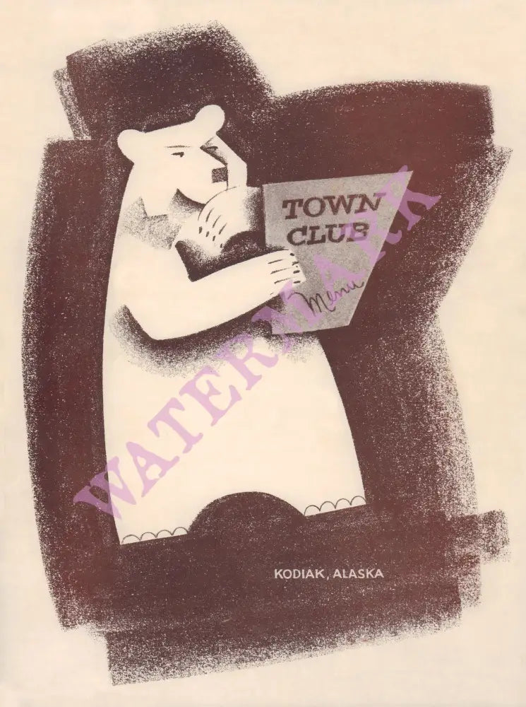 Town Club Kodiak Alaska 1970s Posters Prints & Visual Artwork