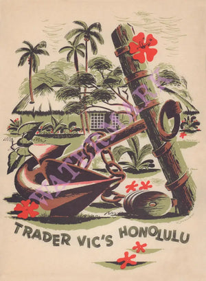 Trader Vic's, Honolulu 1950s Menu Art