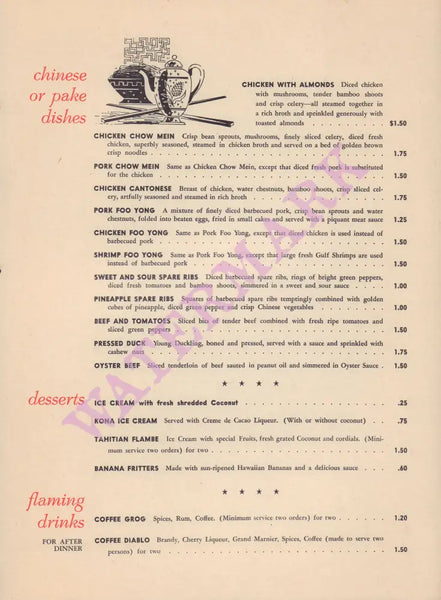 Trader Vic’s Honolulu 1950s Posters Prints & Visual Artwork