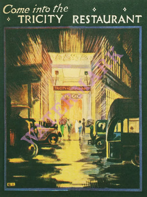 Tricity Restaurant, London 1927 Menu Art