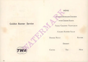 TWA 707 Star Stream Jet, inflight Menu 