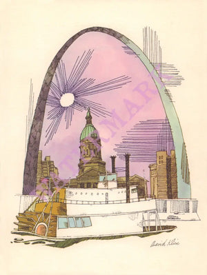 TWA Ambassador Class St. Louis In-Flight Menu Art 1970s Vintage Americana Menus