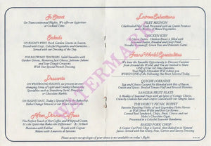 TWA In-Flight Menu 1970s