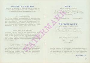 TWA In-flight menu 1970s
