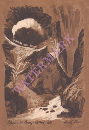 TWA David Klein Silverton to Durango Railroad 1960s inflight menu art