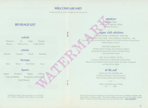 TWA In-flight menu 1970s 
