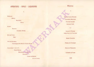 TWA Paris, n-Flight Menu 1961