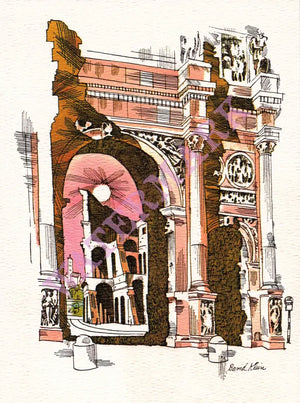 TWA Rome, David Klein In-Flight Menu Art 1970s 