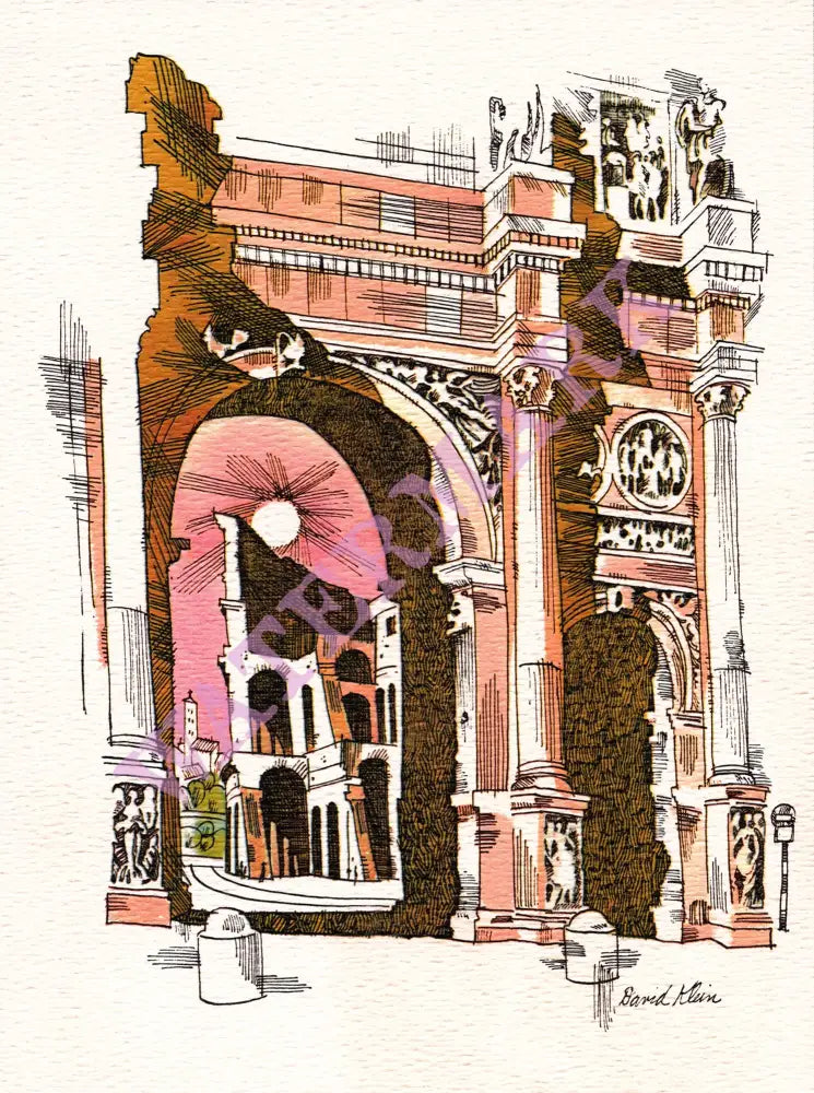 TWA Rome, David Klein In-Flight Menu Art 1970s 