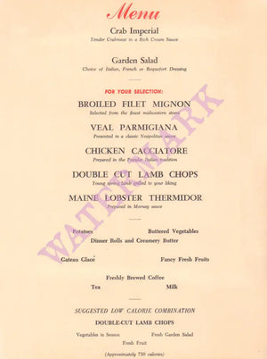 TWA, San Francisco In-flight Menu 1960s