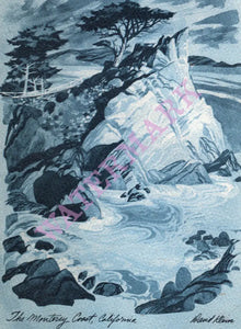 TWA, The Monterey Coast by David Klein, In-flight Menu Art 1965 