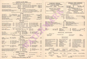 Union Oyster House, Boston 1947 Menu