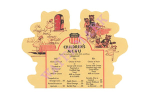 Union Pacific Children's Menu 1940s