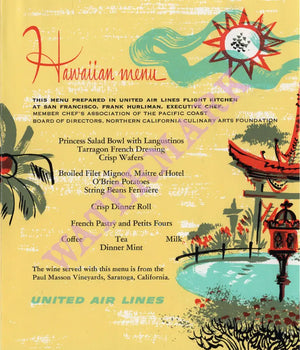 United Airlines In-flight Menu Hawaii 1950s Posters Prints & Visual Artwork