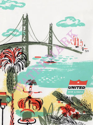 United Airlines, In-flight Menu San Francisco - Hawaii 1950s
