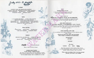 United Airlines, 1977 in-flight menu