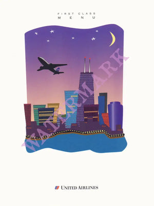 United Airlines, Taste of Chicago 1990s In-flight Menu Art