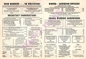 Universal City Coffee Shop, 1974 Menu