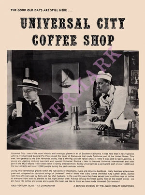 Universal City Coffee Shop, 1974 Menu Design