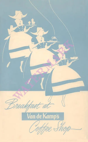 Van de Kamp Coffee Shop Breakfast Menu, California 1950s Menu Art