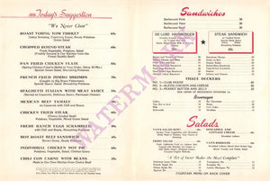 Van's Drive-In, Burbank 1940s Menu