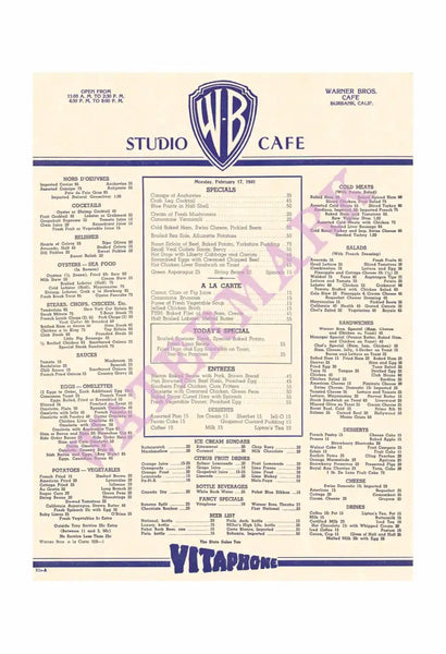 Warner Bros. Studio Canteen Hollywood 1941