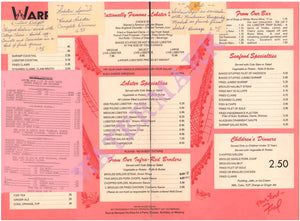 Warren's of Kittery, Maine, 1960s Menu