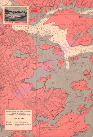 Warren's of Kittery, Maine, 1960s Menu Art