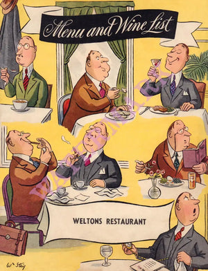 Welton's, Worcester MA 1947 William Steig Menu Art