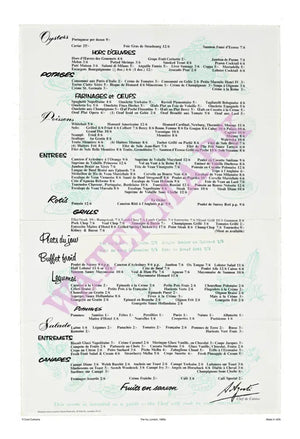 The Ivy 1950s Menu Prices, London Restaurants in the 50s