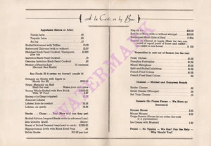 Willard's, Los Angeles 1940s Joke Menu