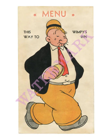 Wimpy's Inn, San Francisco 1930s Menu Art 576 Haight 