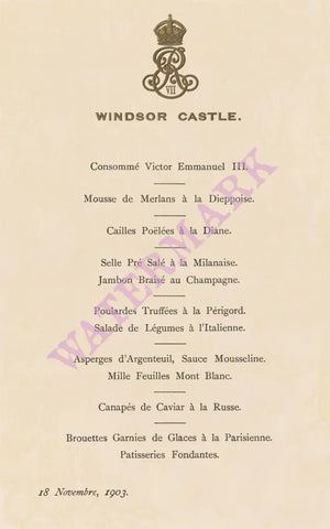 Windsor Castle Lunch November 18 1903 