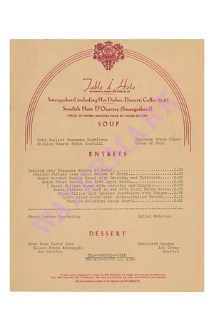 Wivel New York 1945 Menu