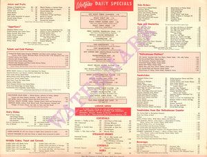 Wolfie's Fort Lauderdale, 1950s Menu