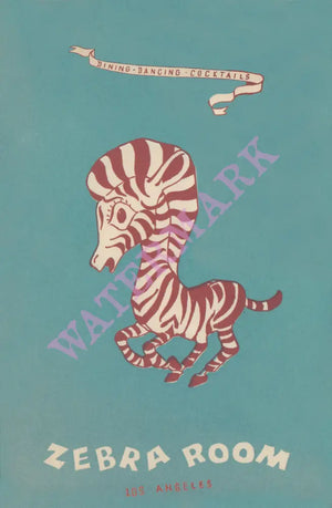 Zebra Room, Los Angeles 1947 | Vintage Menu Art - cover